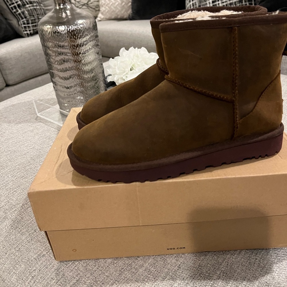 Women’s leather water-resistant classic mini ugg boots